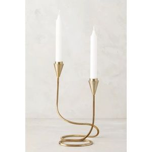 Anthropologie Cursive Gold Candlestick